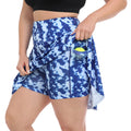 Blue Tie Dye Plus Size Tennis Skort Pleated Golf Skirt with Shorts