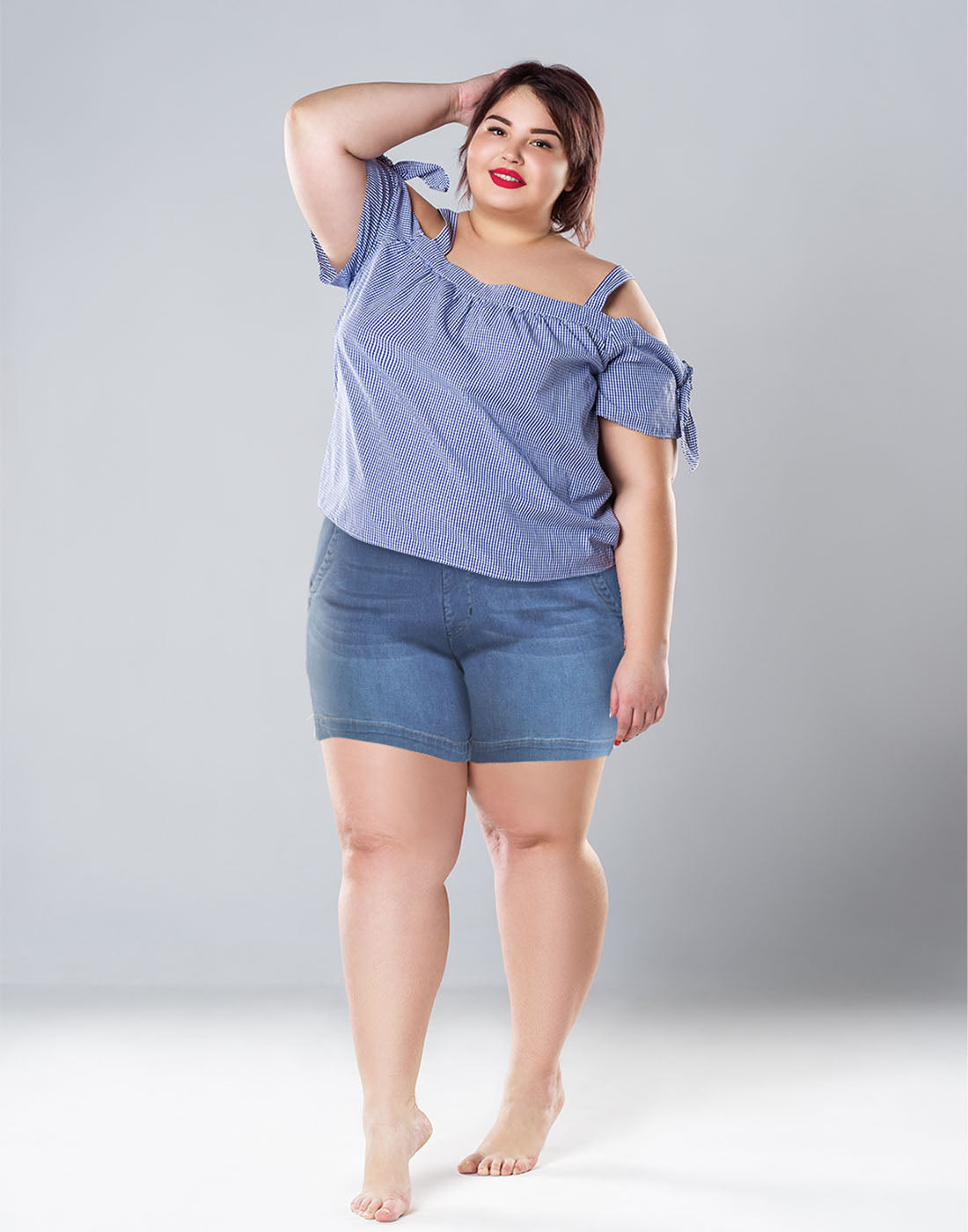Women's Plus Size Jean Shorts High Waisted Stretch Denim Secondary image
