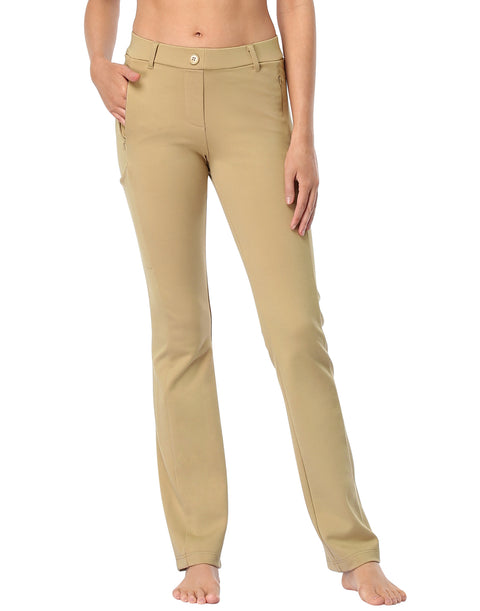 Straight Leg Pull On Yoga Dress Pants with 8 Pockets - 28" Inseam