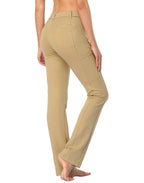 Straight Leg Pull On Yoga Dress Pants with 8 Pockets - 32" Inseam
