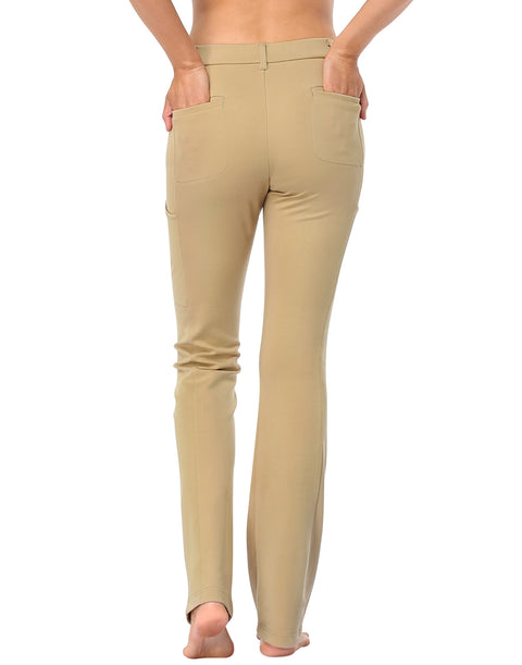 Straight Leg Pull On Yoga Dress Pants with 8 Pockets - 32" Inseam