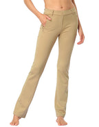 Straight Leg Pull On Yoga Dress Pants with 8 Pockets - 32" Inseam
