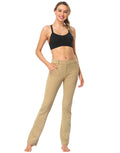 Straight Leg Pull On Yoga Dress Pants with 8 Pockets - 28" Inseam