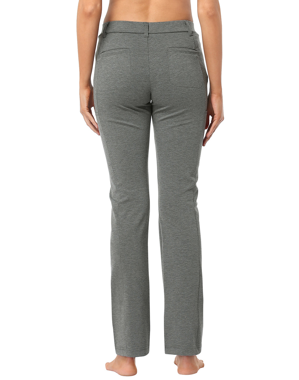 Straight Leg Pull On Yoga Dress Pants with 8 Pockets - 32" Inseam