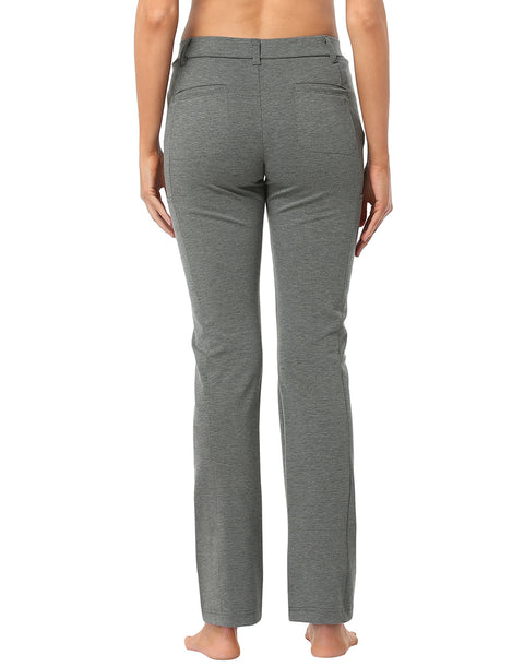 Straight Leg Pull On Yoga Dress Pants with 8 Pockets - 32" Inseam