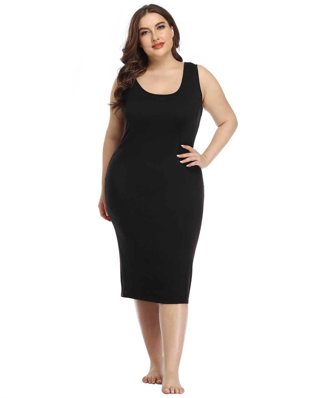 Plus Size Bodycon Midi Jersey Dress