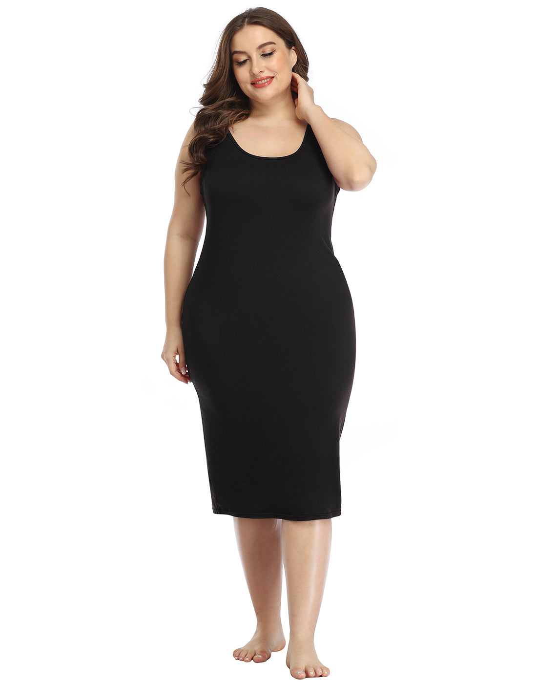 Plus Size Bodycon Midi Jersey Dress 1X-4X – back view