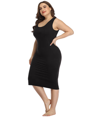 Plus Size Bodycon Midi Jersey Dress 1X-4X in Black