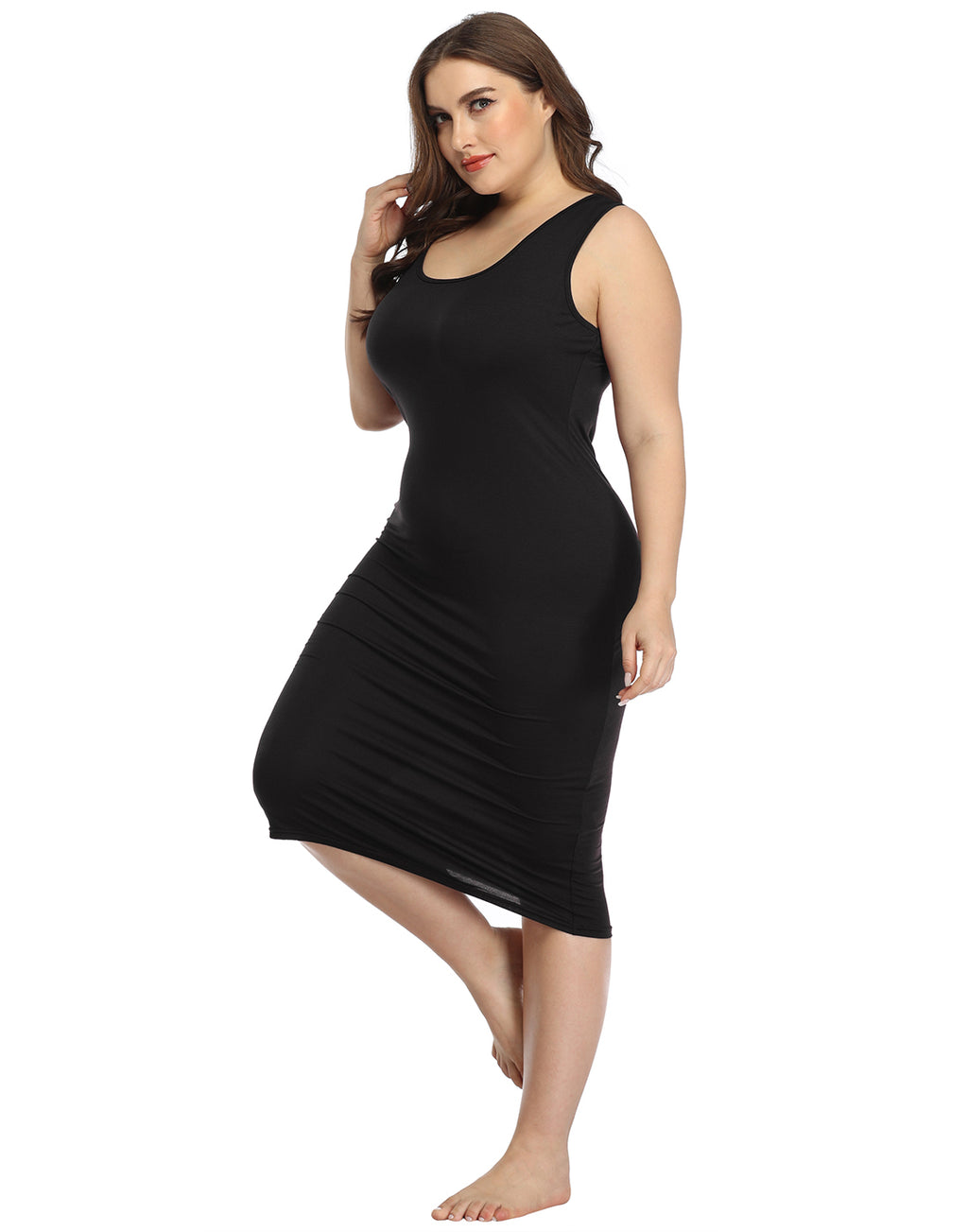 Plus Size Bodycon Midi Jersey Dress