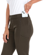 Straight Leg Pull On Yoga Dress Pants with 8 Pockets - 28" Inseam