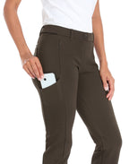 Straight Leg Pull On Yoga Dress Pants with 8 Pockets - 28" Inseam