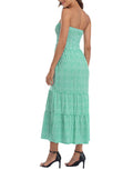 Ditsy Green Floral Summer Strapless Maxi Dress