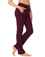 Straight Leg Pull On Yoga Dress Pants with 8 Pockets - 30" Inseam