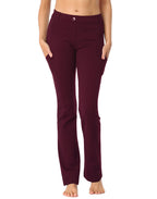 Straight Leg Pull On Yoga Dress Pants with 8 Pockets - 30" Inseam