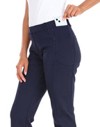 Straight Leg Pull On Yoga Dress Pants with 8 Pockets - 28" Inseam