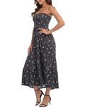 Polka Dot Flowers Summer Strapless Maxi Dress