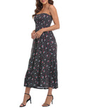 Polka Dot Flowers Summer Strapless Maxi Dress