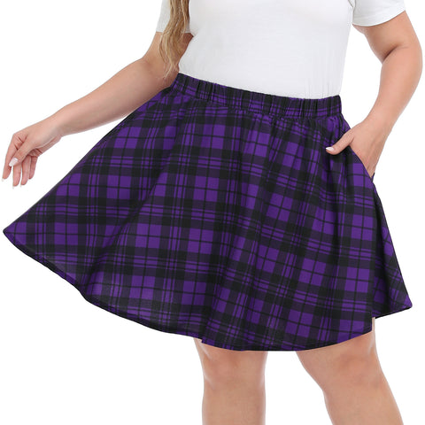 Purple Plaid Plus Size Mini Skater Circle Skirt