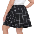 Windowpane Plaid Plus Size Mini Skater Circle Skirt
