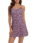 Purple Leopard Exercise Workout Dress With Built-In Shorts