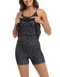 Black Floral Exercise Workout Dress With Built-In Shorts