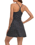 Black Floral Exercise Workout Dress With Built-In Shorts