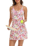Retro Floral Exercise Workout Dress With Built-In Shorts