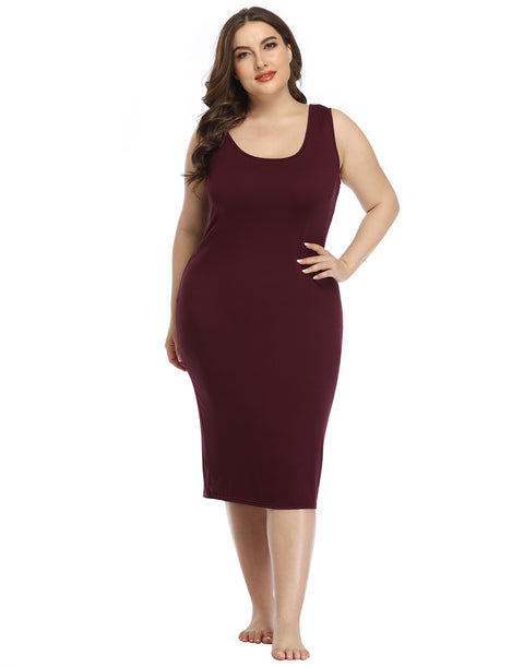 Plus Size Bodycon Midi Jersey Dress