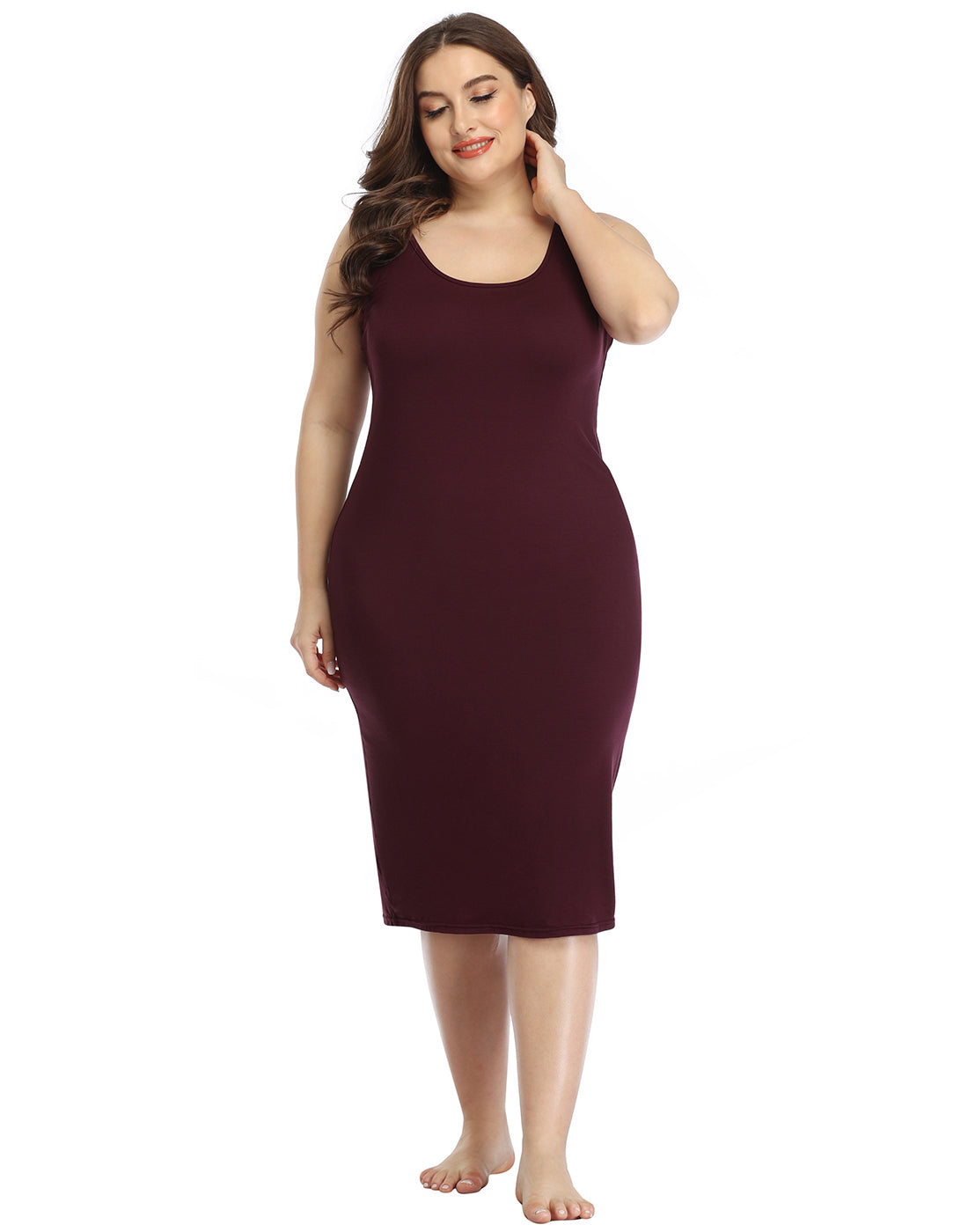 Plus Size Bodycon Midi Jersey Dress
