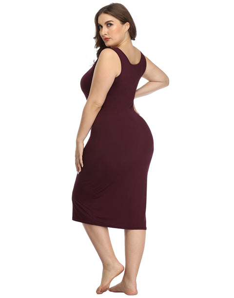 Plus Size Bodycon Midi Jersey Dress