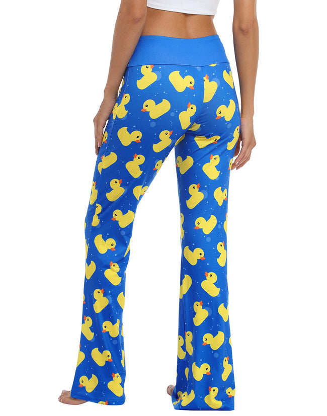 Duck Print Wide Leg Pajama Pants Women's – close-up detail