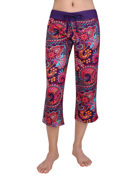 Purple Paisley Cropped Pajama Pants