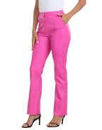 Faux Leather Pants Straight Leg Trousers with Pockets