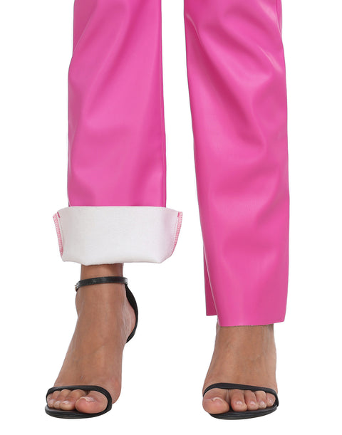 Faux Leather Pants Straight Leg Trousers with Pockets
