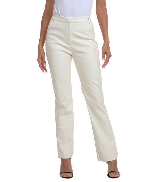 Faux Leather Pants Straight Leg Trousers with Pockets