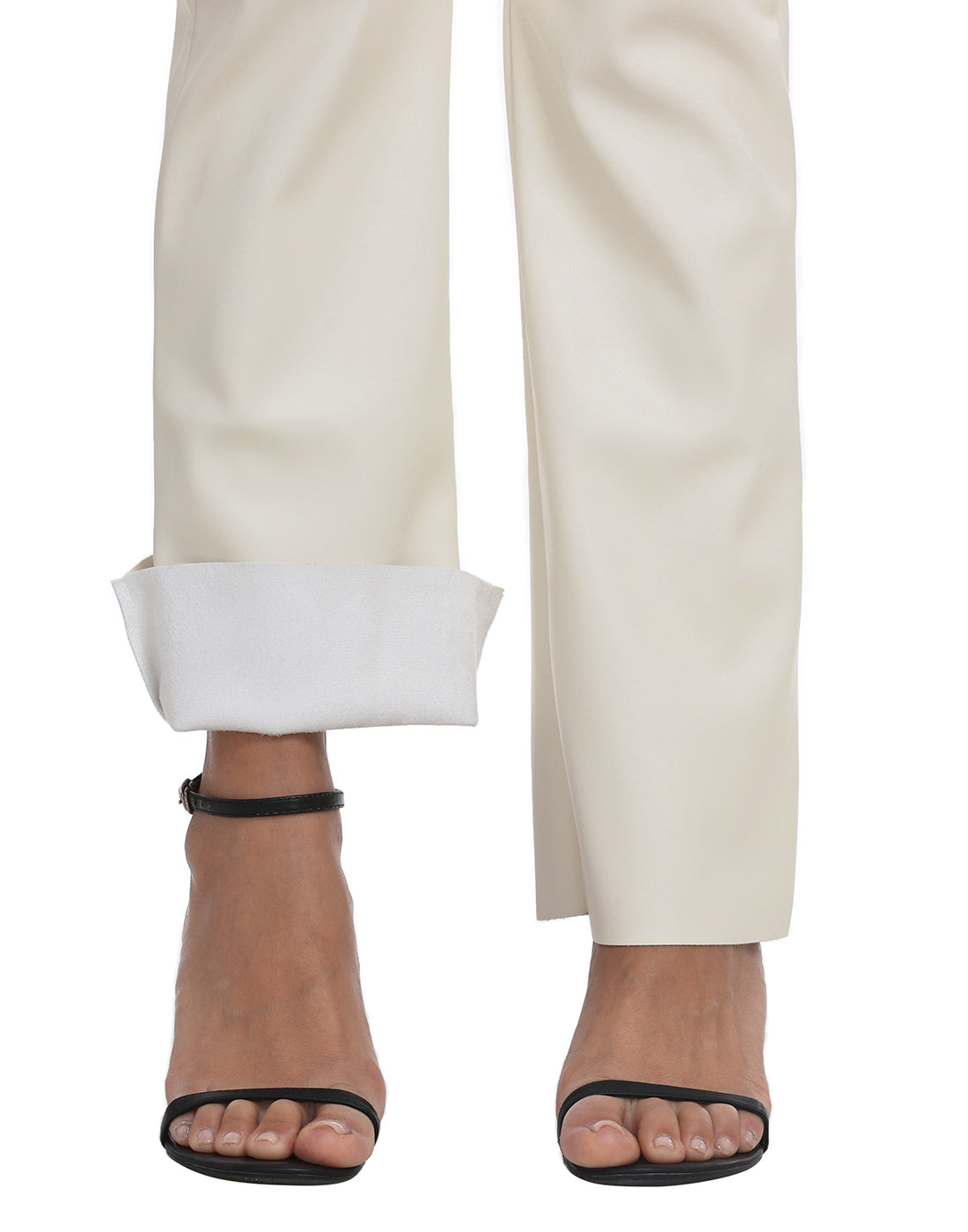 Faux Leather Pants Straight Leg Trousers with Pockets