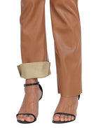 Faux Leather Pants Straight Leg Trousers with Pockets