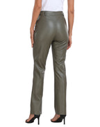 Faux Leather Pants Straight Leg Trousers with Pockets