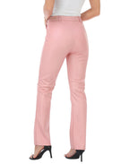 Faux Leather Pants Straight Leg Trousers with Pockets