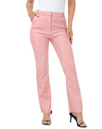 Faux Leather Pants Straight Leg Trousers with Pockets