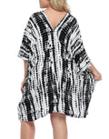Black Tie Dye Plus Size UPF 30+ Short Kaftan Cover Up Oversize Dress