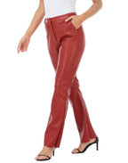 Faux Leather Pants Straight Leg Trousers with Pockets