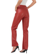 Faux Leather Pants Straight Leg Trousers with Pockets