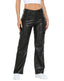 Faux Leather Cargo Pants with Pockets