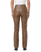 Faux Leather Pants Straight Leg Trousers with Pockets