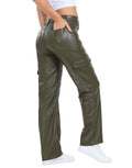 Faux Leather Cargo Pants with Pockets