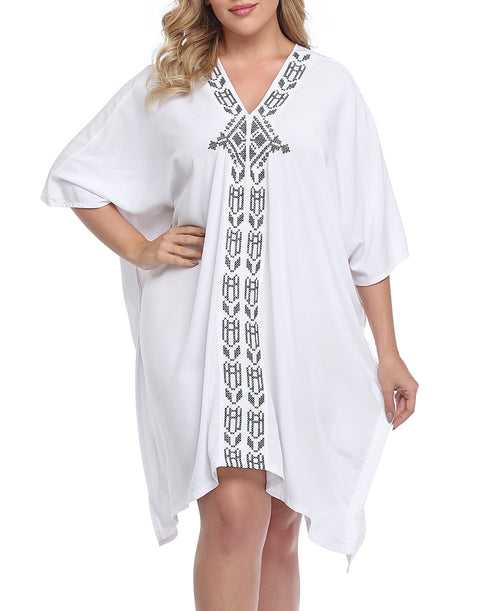 Plus Size UPF 30+ Short Kaftan Cover Up Oversize Dress