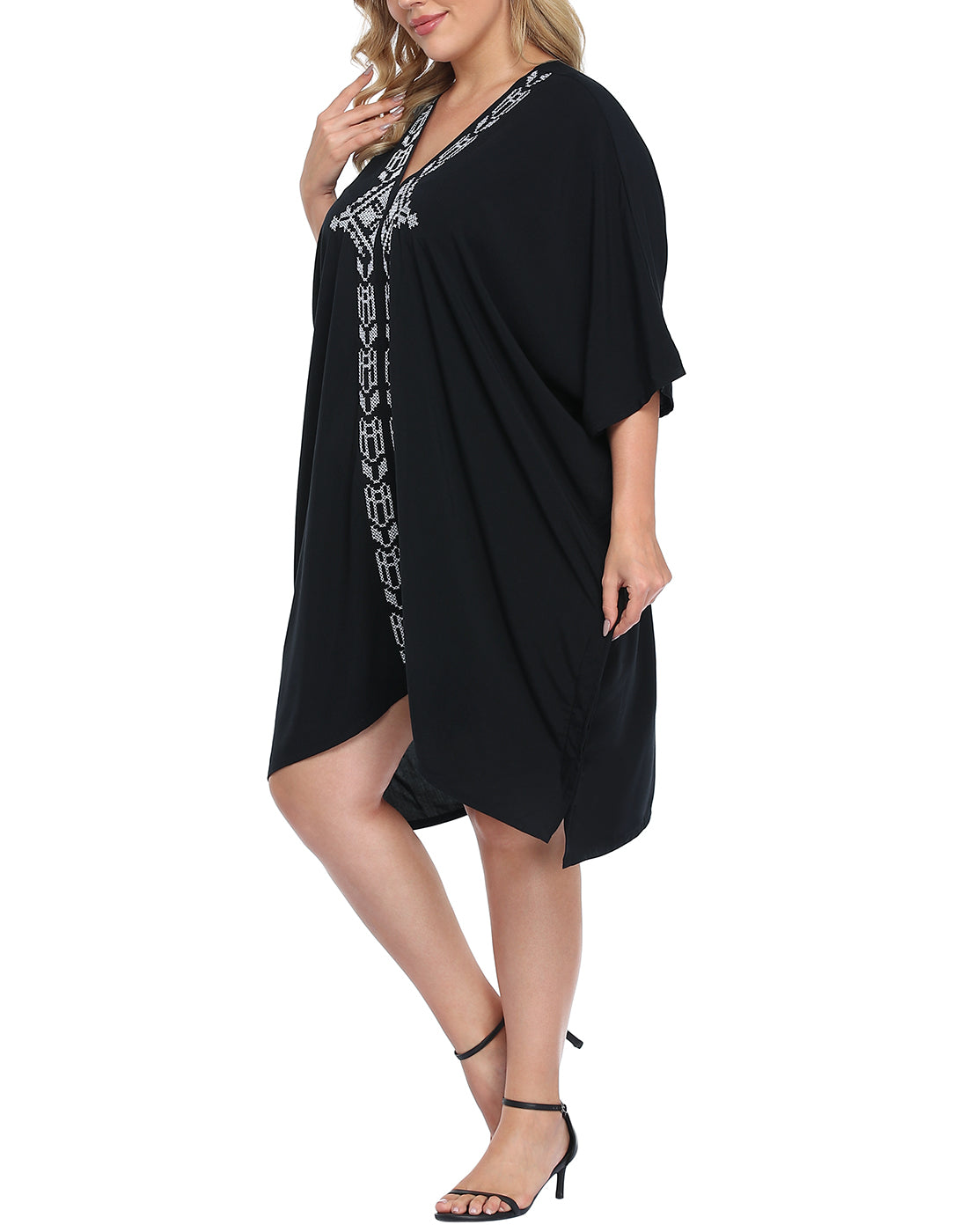 Plus Size UPF 30+ Short Kaftan Cover Up Oversize Dress
