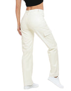 Faux Leather Cargo Pants with Pockets