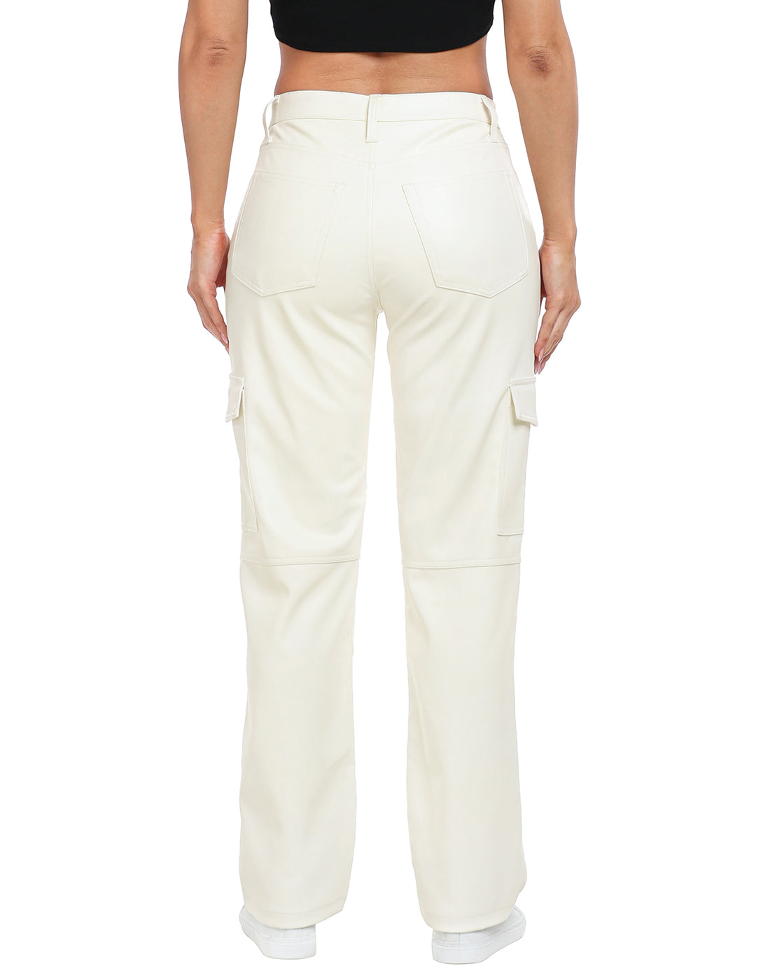 Faux Leather Cargo Pants with Pockets